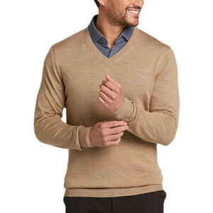 𝅺Bobbie‎ Brooks Tan V-neck Long Sleeve Pullover Sweater Size L